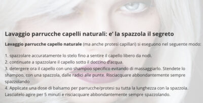 lavaggio parrucche naturali